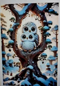 Owls-Mama&baby-Diamond Painting Craft Kit-Size 7.87x11.81-with supplies - Picture 1 of 3