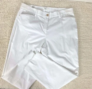 BRAX Mara Mens White Pants Sz 34 Slim Fit Satin Trim Flat Front NWT - Picture 1 of 8
