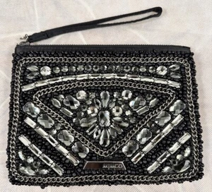 Mimco Trackracer Beaded Black And Silver Clutch/Pouch - Picture 1 of 11