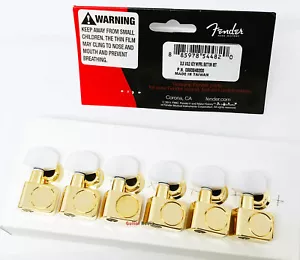 Sintonizadores genuinos Fender DELUXE Strat/Tele oro botones perlados máquinas de afinación - Imagen 1 de 1