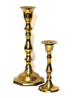 Vintage Brass Candlestick Holders Metal India Mismatch Set 2