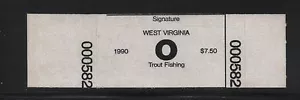 1990 West Virginia State Revenue Trota Francobollo - $7,50 Codice "O" Autoadesivo - Foto 1 di 1
