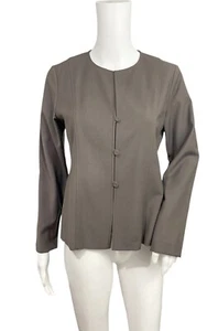 Eileen Fisher Jacket Petite Small Brown Wool Viscose Split Neck  Button Front - Picture 1 of 5