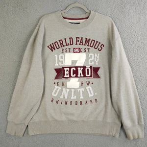Vintage Ecko Unltd Sweatshirt Men XL Gray Red Spell Out Crew Rap Hip Hop 90s Y2K - Picture 1 of 15