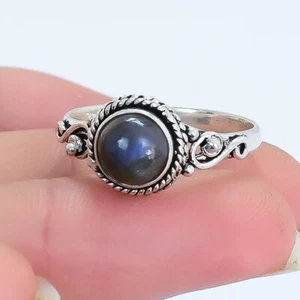 Labradorit Edelstein Handarbeit Ethno Silber Schmuck Ring RSU47 - Bild 1 von 4