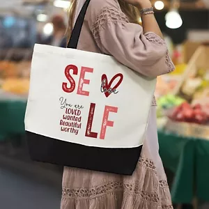 Self love tote bag motivational design for promoting positivity and confidence - Picture 1 of 6