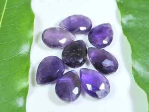 10X14-10X15MM Natural Amethst Rose Cut Pear Cabochon Loose Gemstone 8Pcs Lot - Picture 1 of 8