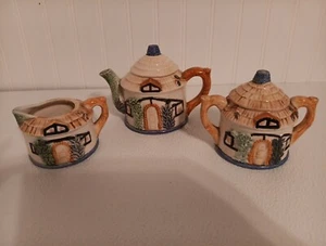 Vintage 3 Piece English Cottage with Thatched Roof Tea Set-Made in Japan - Picture 1 of 8
