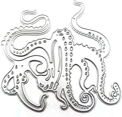 JOWXSX Octopus Die Cut for Card Making, Octopus Metal Cutting Dies Congratulations D...