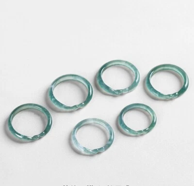 Certified Grade A Green Natural Burma Jade jadeite Hand-Carved Magic Hoop Ring - Image 1 of 4