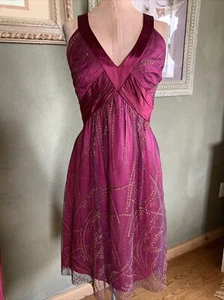 NWT Kay Unger 10 Magenta Silk Tulle Halter Dress Wedding Embroidered holiday - Picture 1 of 10