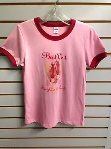 Bella Light Pink Women's Medium "Straight To The Pointe" Ballet T-Shirt (NW/OT) - Picture 1 of 4