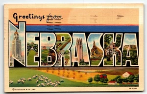 Nebraska großer Brief Leinen Postkarte NE PM 1942 - Bild 1 von 2