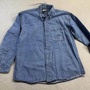 Joe College Men's Medium Villa Nova Denim Long Sleeve Button-Up Shirt Blue - Picture 1 of 10