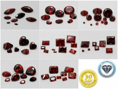 Garnet CZ AAA Loose Cubic Zirconia Gemstone Round Oval Pear Square Marquise Many - Image 1 of 3
