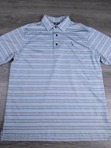 FootJoy FJ Men's L Performance Golf Polo Shirt Blue Gray Striped Embroidered - Picture 1 of 9