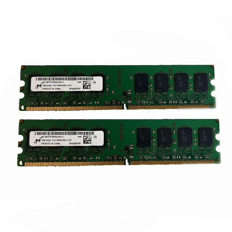 Micron 2x 4GB 2RX8 PC2-5300U DDR2 667Mhz 240Pin UDIMM Desktop Memory RAM*#` - Image 1 of 1