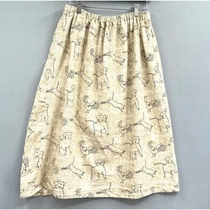 Farm Animal Novelty Print Skirt Women M Chicken Cat Dog Rooster Handmade Midi - Picture 1 of 17