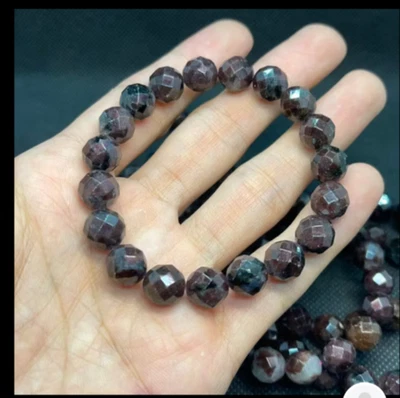 Pulsera de 10 mm granate rojo cuentas de piedra pulida piedras preciosas naturales Foto 1 de 3