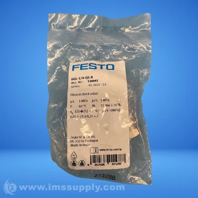 Festo HGL-1/4-QS-8 Piloted Check Valve FNIP - Image 1 of 4