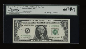 DBR 1963-A $1 FRN Boston STAR Gem Fr. 1901-A* Legacy 66 PPQ Serial A09285062* - Picture 1 of 2