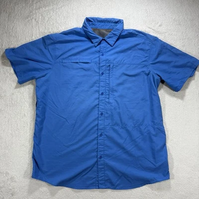 Camisa con botones Mountain Hardwear Trail Sender para hombre XL manga corta azul Foto 1 de 4