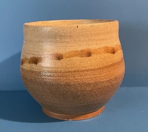 Vintage Signed Dated Studio Art Pottery Vase Planter Brown Earth Tones 4" - Picture 1 of 9