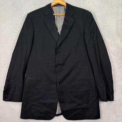 Hugo Boss Baker/Jazz Wool Tuxedo Suit Jacket Black Mens 44L 3-Button Satin EUC - Image 1 of 4