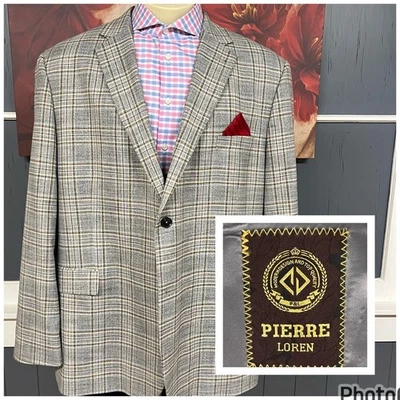 Blazer Pierre Loren jaqueta esportiva masculina 50L longa mistura de poliéster elástico cinza/marrom - Imagem 1 de 4