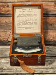 Antique Rare Vintage July 11, 1904 Queen & Co. Portable Voltmeter - Picture 1 of 11