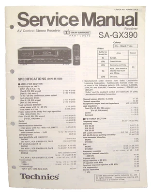 Technics Original Service Manual SA-GX390 Receiver - Image 1 of 3