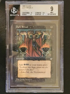 1995 Magic The Gathering MTG Ice Age Dark Ritual BGS 9 MINT - Image 1 of 2