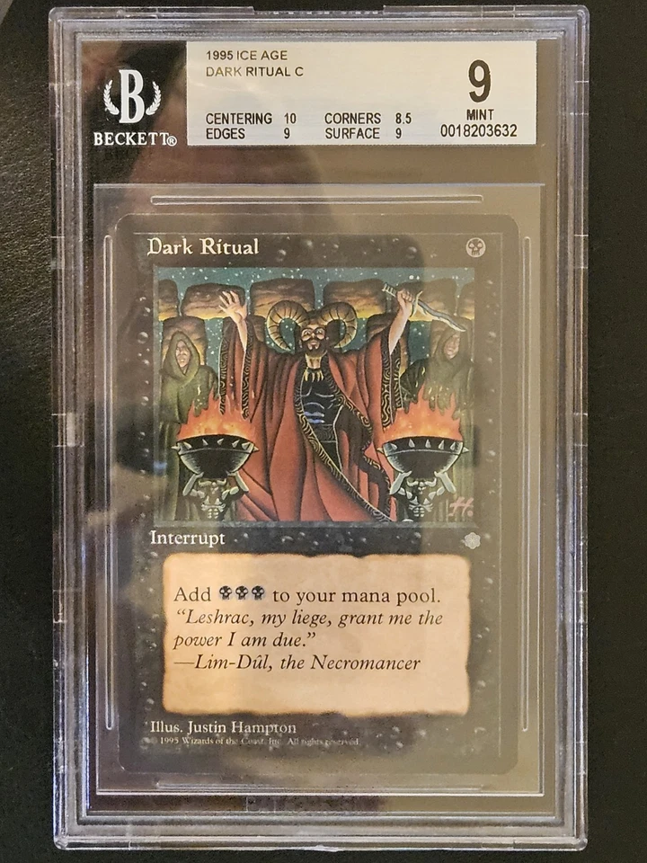 1995 Magic The Gathering MTG Ice Age Dark Ritual BGS 9 MINT - Image 1 of 2