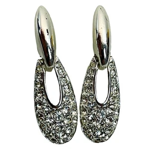 Elegante Swarovski Kristall Silber Träne Clip auf Ohrhänger formell - Bild 1 von 5