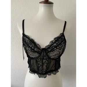 Boohoo Bra Women Sz 20 Bralette Lace Sheer Lingerie Intimates Black NWT - Picture 1 of 9