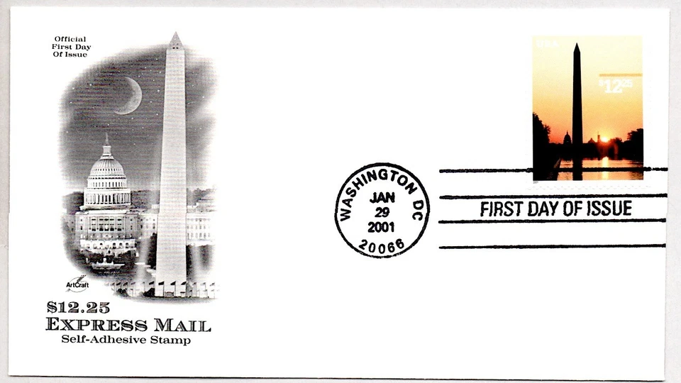 #3473 GEORGE WASHINGTON MONUMENT $12.25 EXPRESS MAIL STAMP ARTCRAFT FDC - Image 1 of 1
