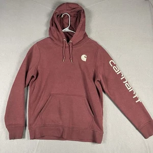 Carhartt Clarksburg Spellout Hoodie Sweatshirt Womens Medium Relaxed Red 102791 - Picture 1 of 8
