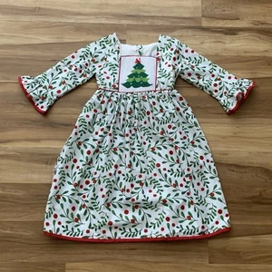Addie & Hadley By Smocked A Lot Smocked Dress Christmas Size 8 Ruffle Sleeve - Picture 1 of 10