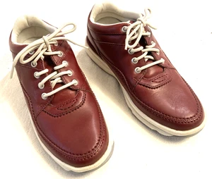 Rockport Edición Limitada Mujer Parte Superior Baja Cuero Borgoña, Blanco, Talla 8W, Usado en Excelente Condición - Imagen 1 de 15