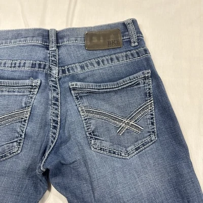 Buckle Jeans Mens 28x32 Blue BKE Aiden Bootleg Denim Low Rise Whiskering - Image 1 of 4