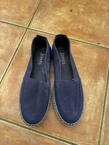 Ladies Jones The Bootmaker Size 6 Blue Suede And Leather Espadrilles Worn Once - Picture 1 of 7
