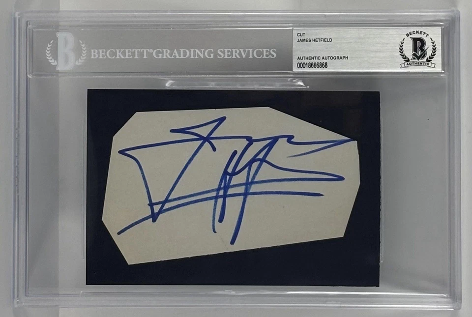 James Hetfield Metallica Firmado Autografiado Corte Firma Beckett Encapsulado Foto 1 de 1