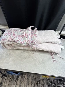 Simply Shabby Chic Baby Blanket Petite Paisley Cotton Pink White Crib Decor Bt21 - Picture 1 of 10