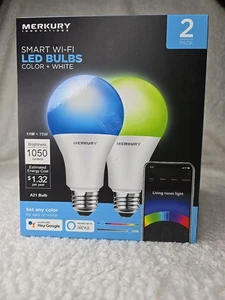 MERKURY INNOVATIONS  SMART WI-FI LED BULBS COLOR + WHITE 2 PACK - Picture 1 of 5