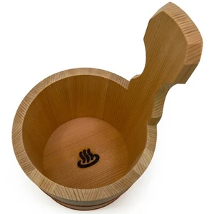 Fragrant Sawara Cypress Wood Japanese Onsen Hot Spring Mark Kata-Te Bath Ladle - Picture 1 of 12