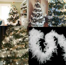 PACK OF 4 - 80 GRAMS CHRISTMAS TREE WHITE FEATHER BOA HOME DECO GARLAND XMAS