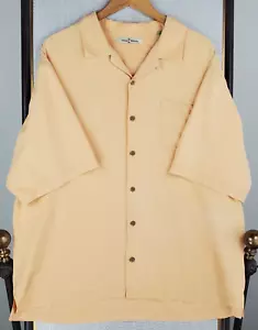 TOMMY BAHAMA Size XL Mens Orange 100% Silk Hawaiian Sport Shirt Camp Grid Woven - Picture 1 of 16