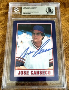 Jose Canseco 1990 Pepsi Baseball card #10 autographed signed Beckett