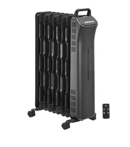 Portable Oil Filled Digital Radiator 2000W Remote ECO Mode Timer 9 Fins Black - Picture 1 of 6