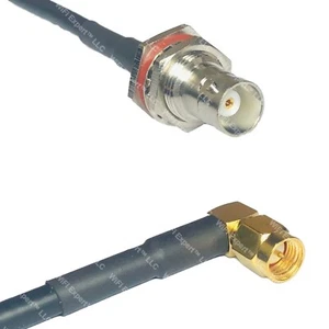 RFC240UF BNC FEMALE BIG BULKHEAD to SMA MALE ANGLE RF Cable FAST-SHIP LOT - Picture 1 of 1
